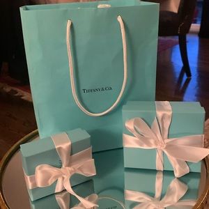 Large Tiffany gift bag with two Tiffany gift boxes, boxes are empty
